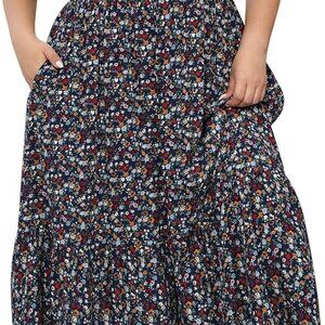 Plus Size Womens Maxi Dress Summer Ruffle Sleeve Floral Boho with Pockets